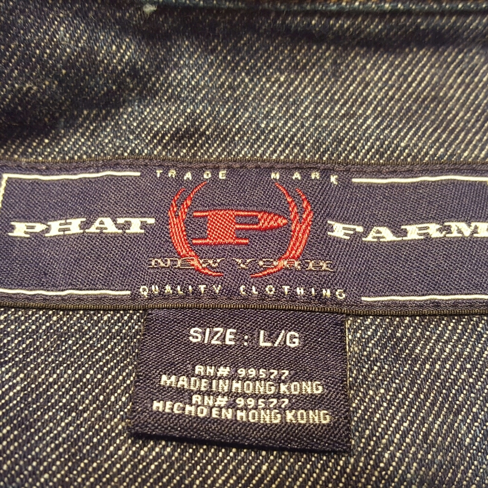 PHAT FARM DARK BLUE DENIM SHIRT LIGHTWEIGHT JACKET - Picture 6 of 7